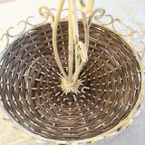 Display 2-tiered structure patinated metal rattan baskets