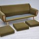 1970s, Danish 3-seater sofa, original very good condition, green furniture fabric, oak
