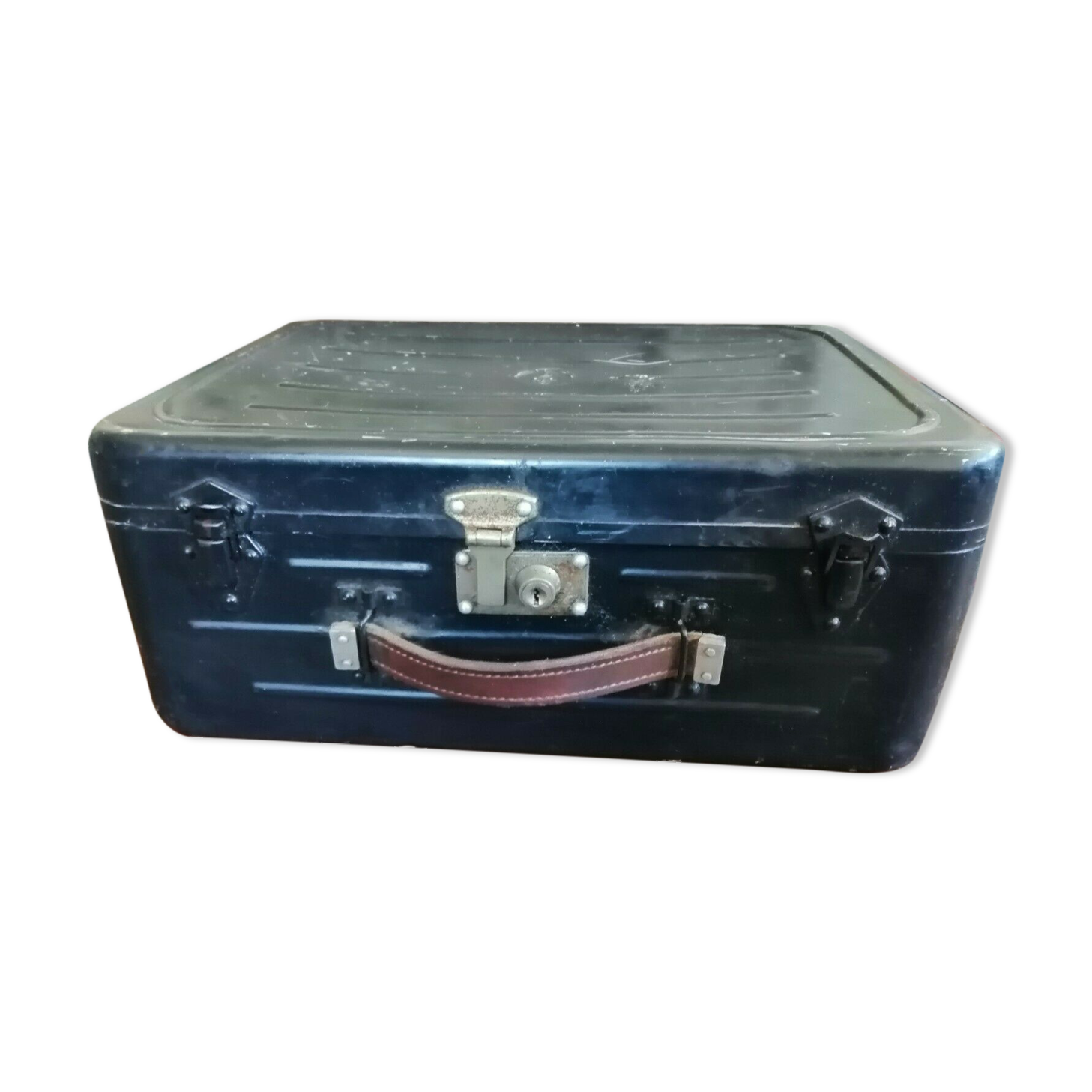Beautiful old suitcase Vintage 1970s in marine metal army boat captain