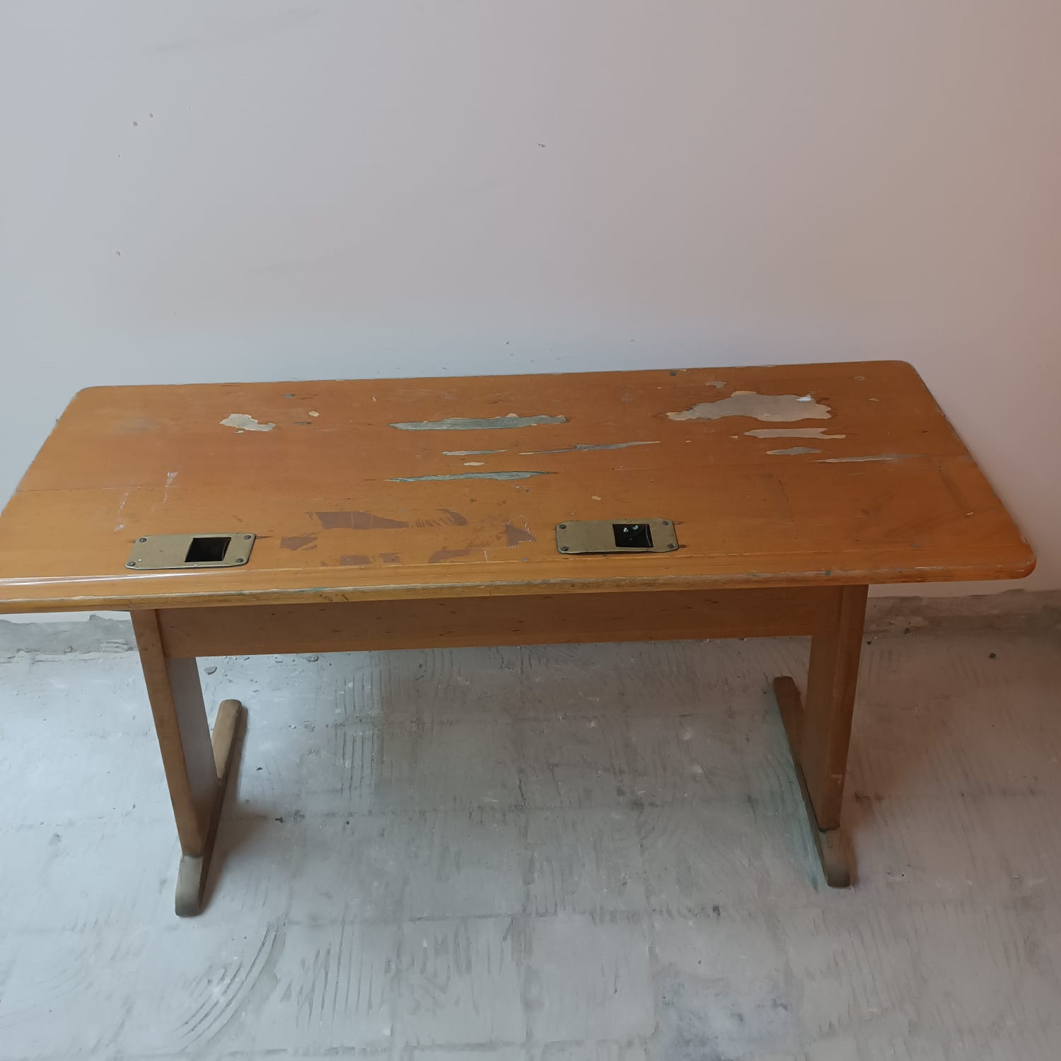 Casala school table with inkwell metal vintage