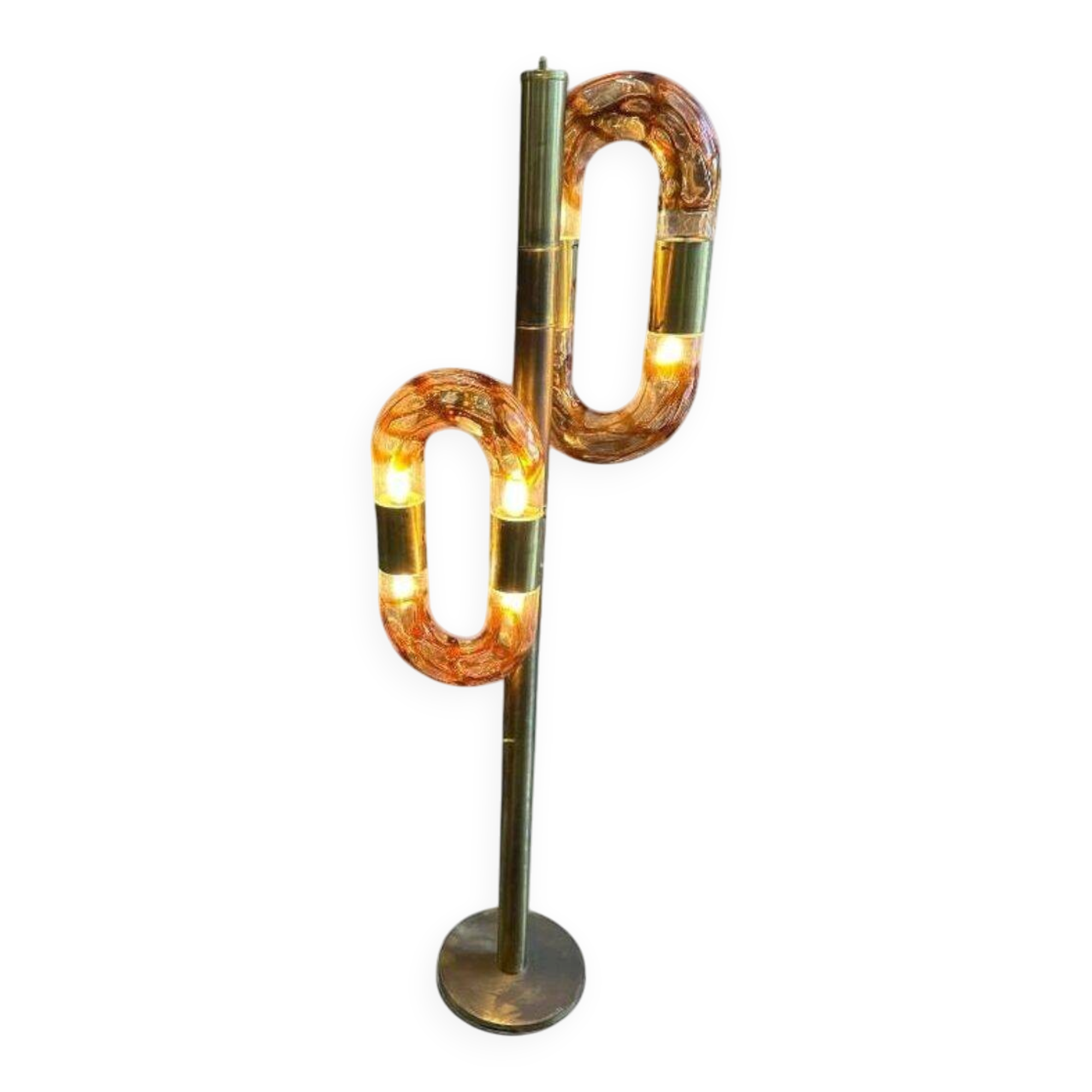 Brass and Murano glass floor lamp