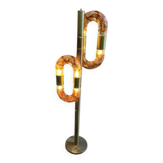 Brass and Murano glass floor lamp