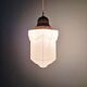 Art Deco Skyscraper Pendant in white opaline, 1920-30