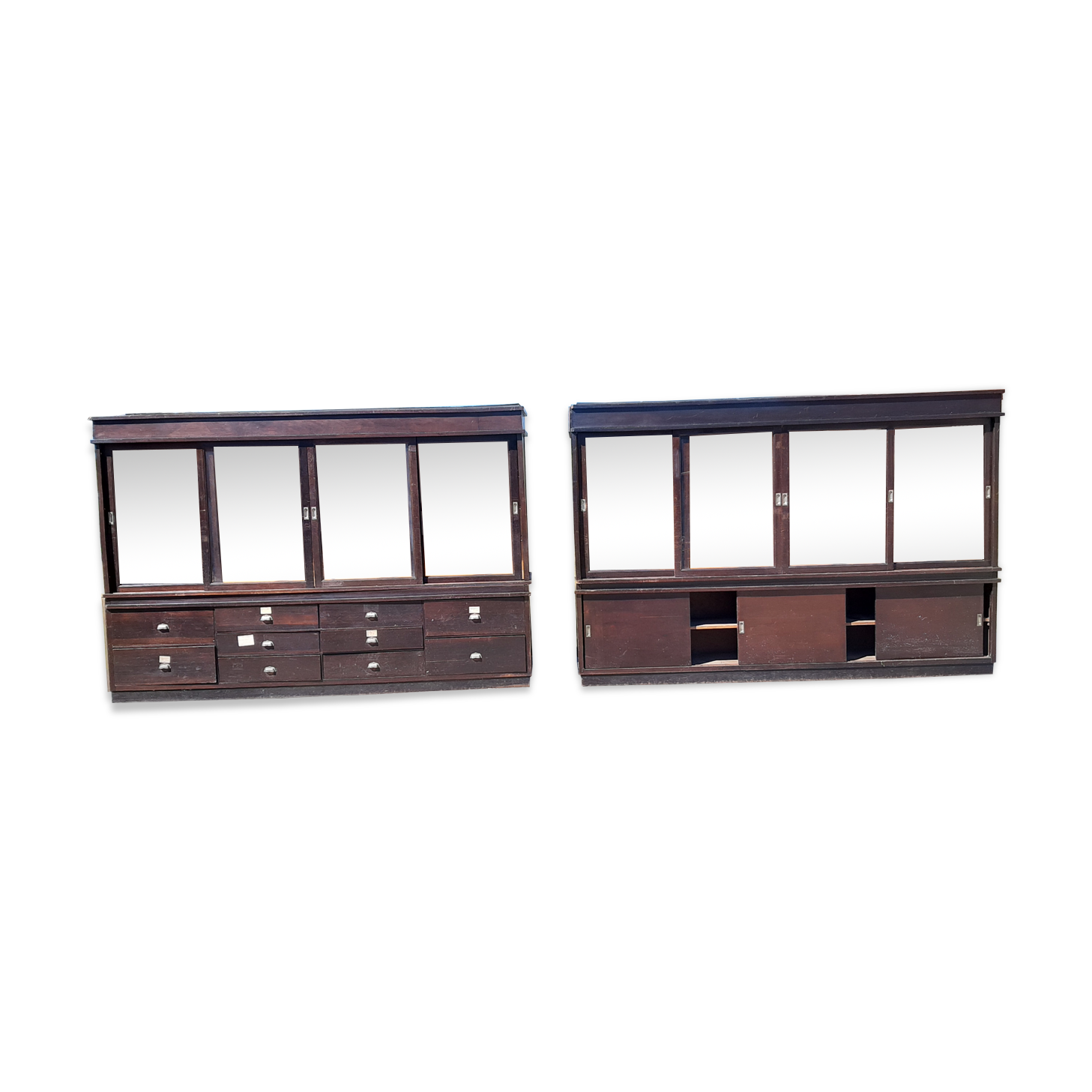 2 wood store furniture and glass doors