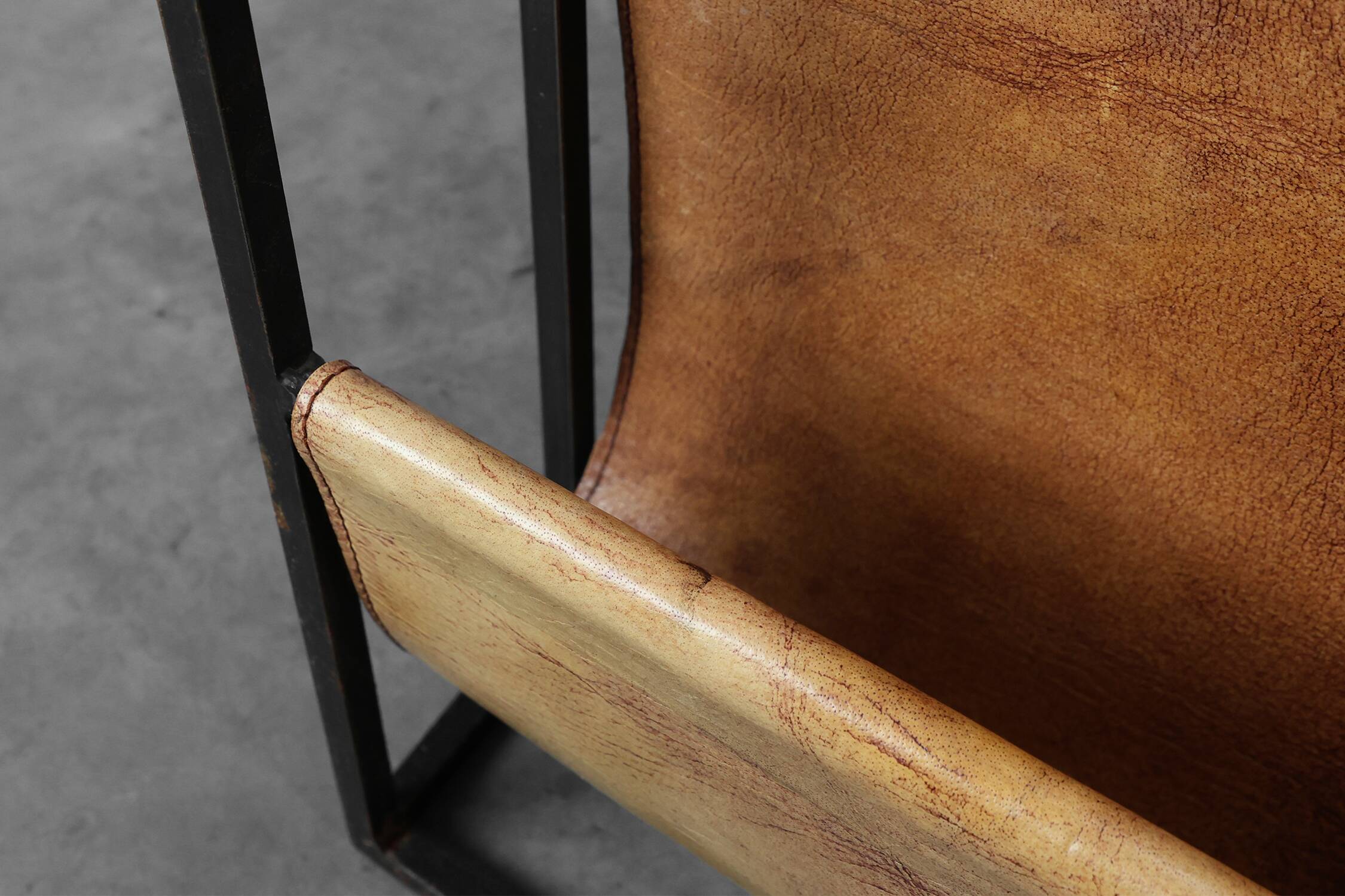 Mid-Century Magazine Holder in Metal, Wood and Leather, Belgium 1960s