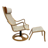 FAUTEUIL ET SON OTTOMAN "DESIGN SCANDINAVE".