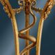 Antique gilded bronze and porcelain tripod, France, 19th century