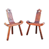 Pair of brutalist tripod stools