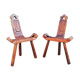 Paire de tabourets tripodes brutalistes