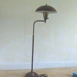 Floor lamp from the 50s in red-brown enameled sheet metal and golden brass -