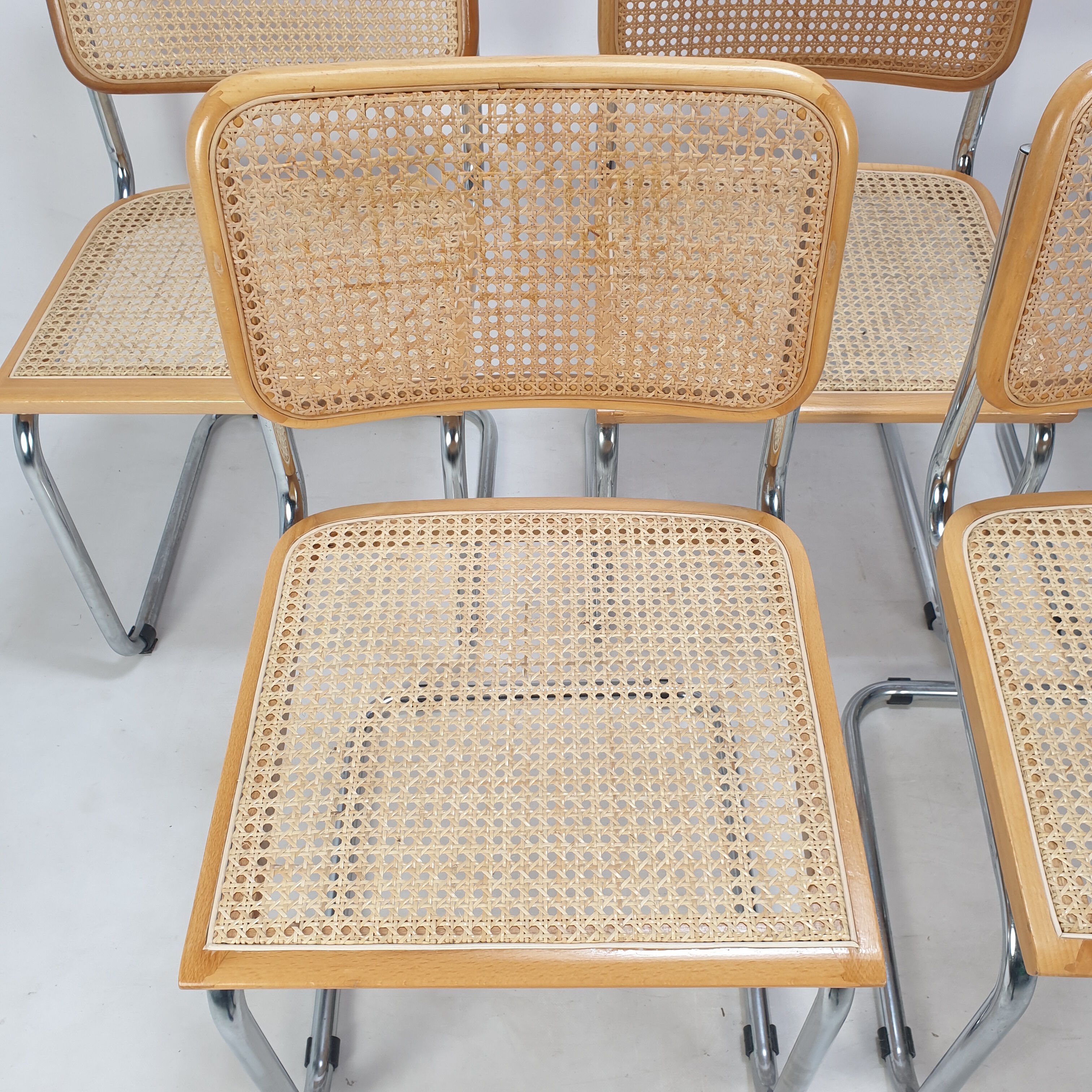 Set of 5 vintage Cesca chairs by Marcel Breuer