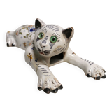 Bouquetière d'applique chat faïence desvres géo martel décor flowers