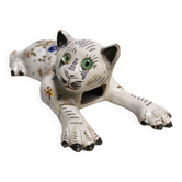 Bouquetière d'applique chat faïence desvres géo martel décor flowers