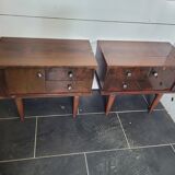 Pair of vintage 70s walnut bedside tables