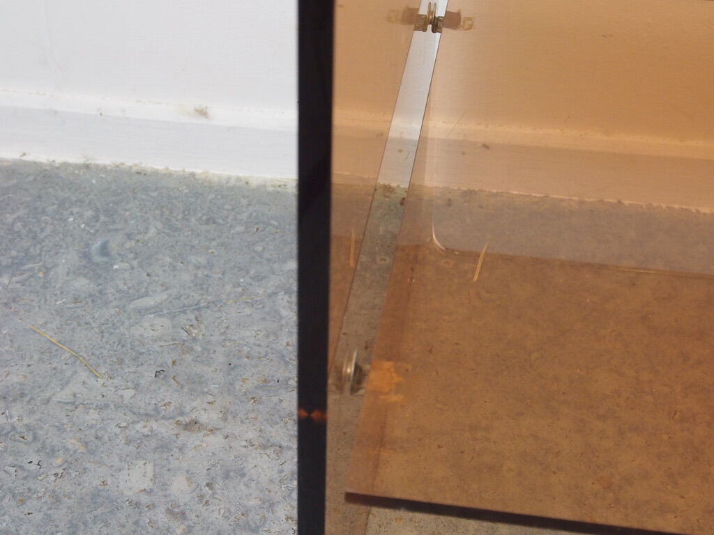 Pair of vintage smoked lucite perspex side tables
