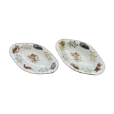 Paire de plats vintage décor marin en porcelaine du Berry