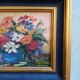 Tableau nature morte vasque bleu signé