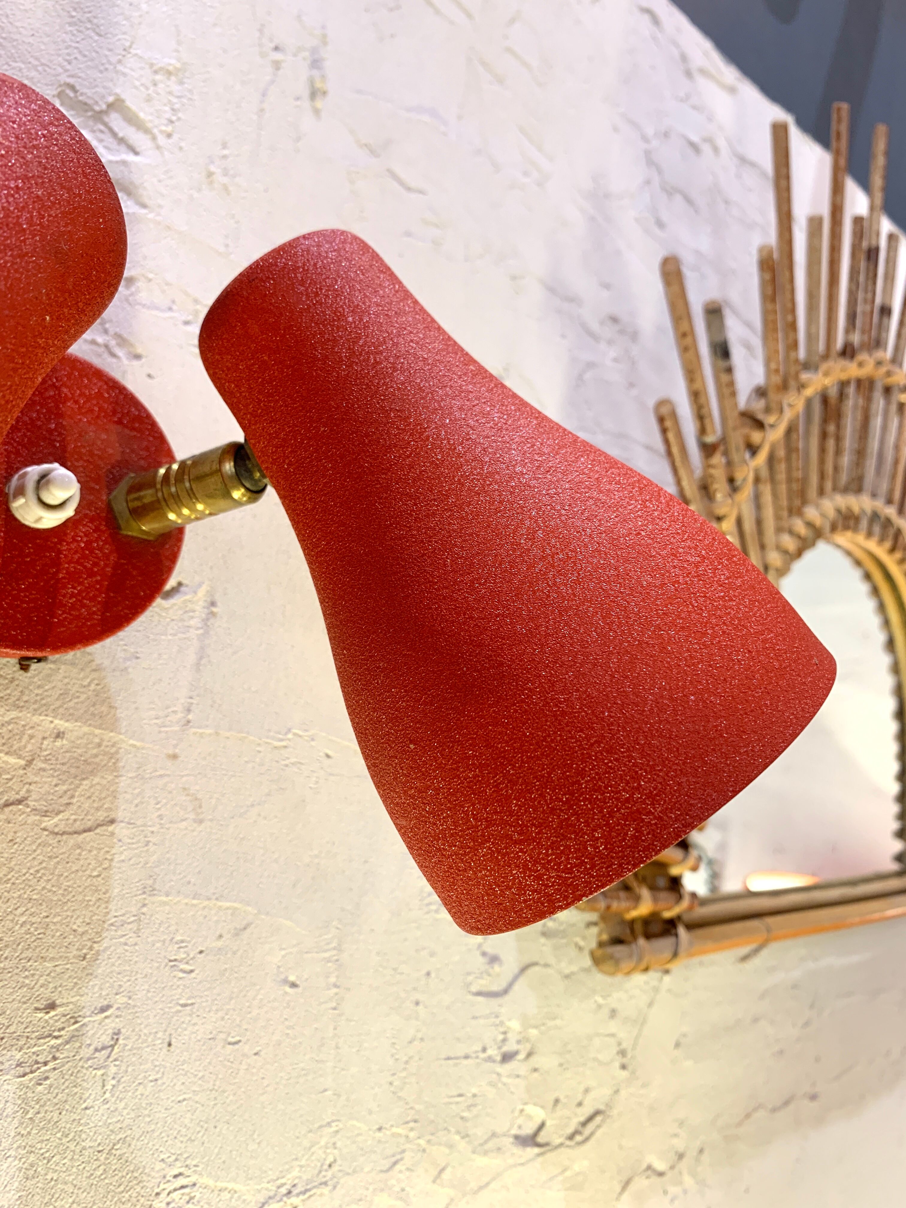 Double wall lamp in metal and brass 1950