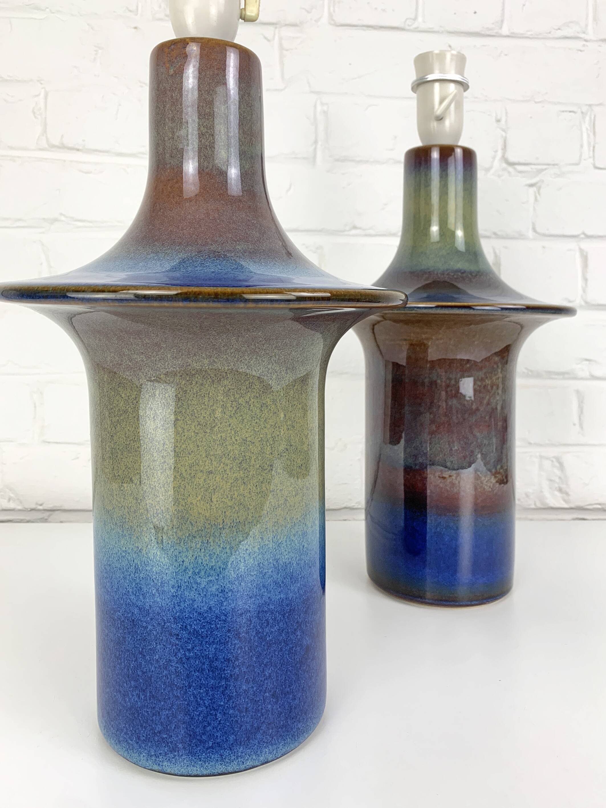 Paire de Lampes à poser en céramique Einar Johansen, Soholm, Danemark, 1960, Space Age