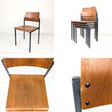 Chaise empilable vintage Mid-Century en bois design danois piètement métal