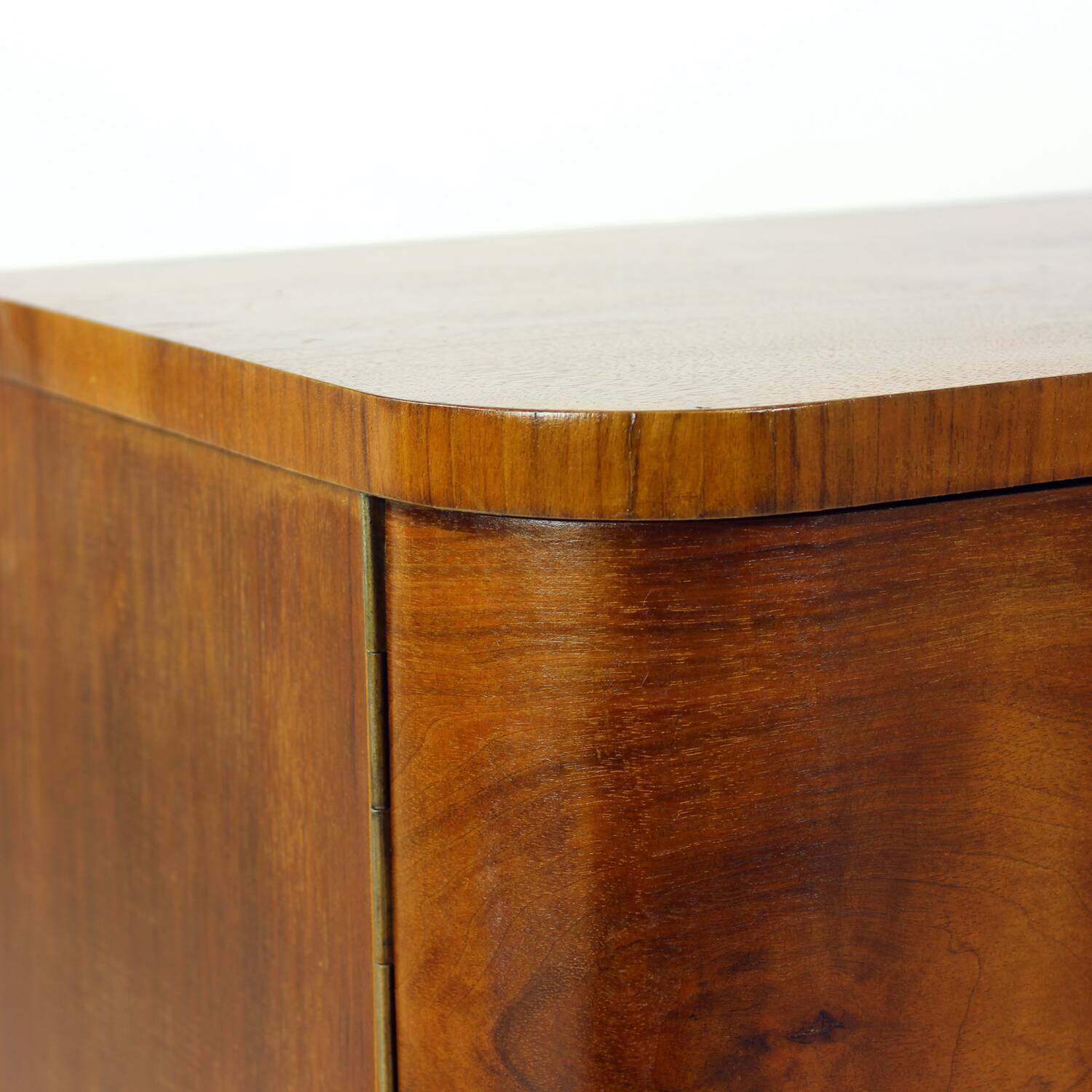 Minimalistic Art Deco Bedside Tables In Walnut Veneer, Czechoslovakia 1930s