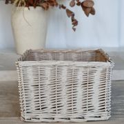 Paniers de rangement vintage en osier blanc