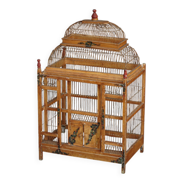 Cage à oiseaux décorative en bois peint chinois, début du 20e siècle, années 1930