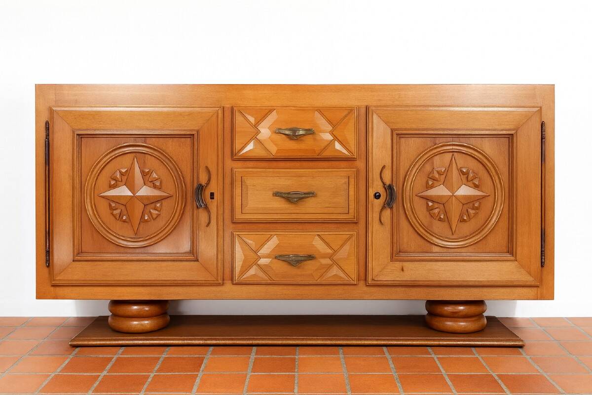 Buffet en enfilade époque Art Déco en bois clair