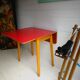 Original 1960’S Red Formica Drop Leaf Dining Table With Wooden Legs, Vintage, Retro, Mid Century, Ki