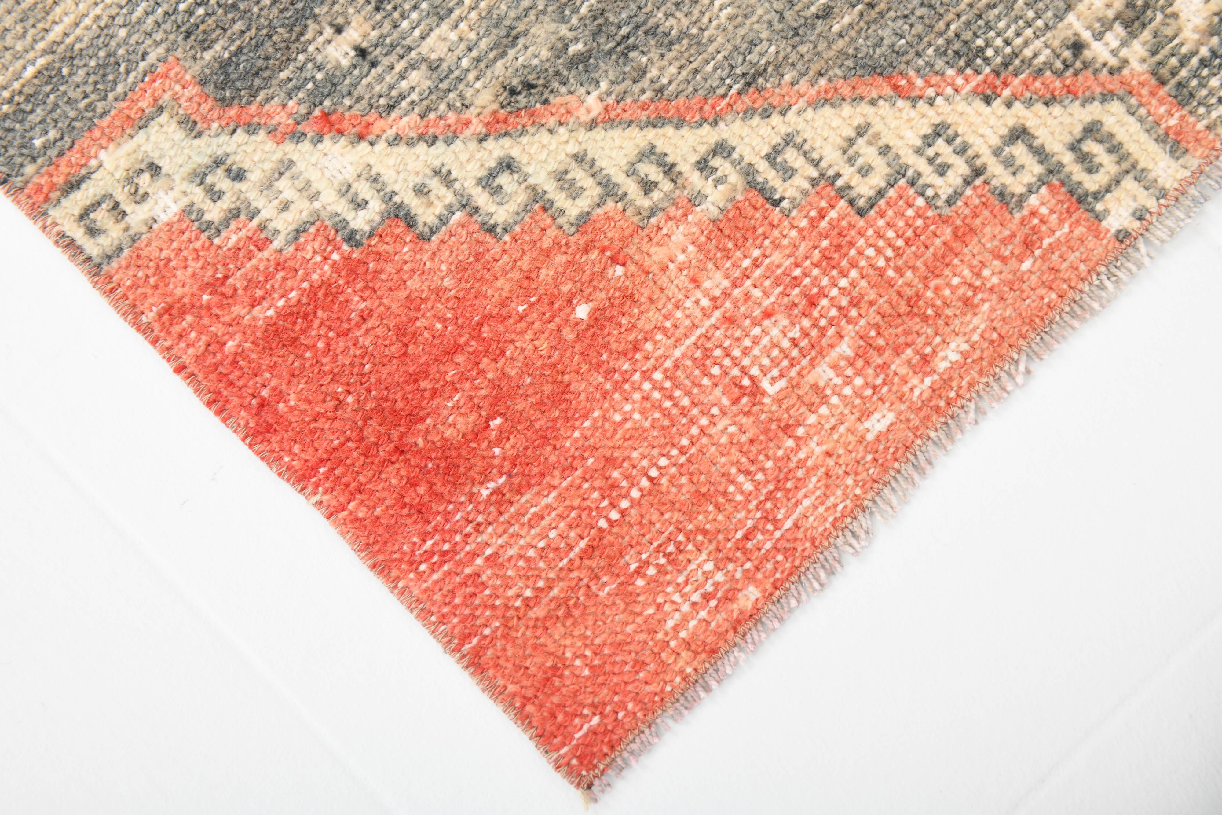 3x6 Handmade Turkish Red Vintage Rug, 81x185Cm