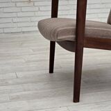 1970s, Danish highback armchair, furniture wool, teak wood, original.