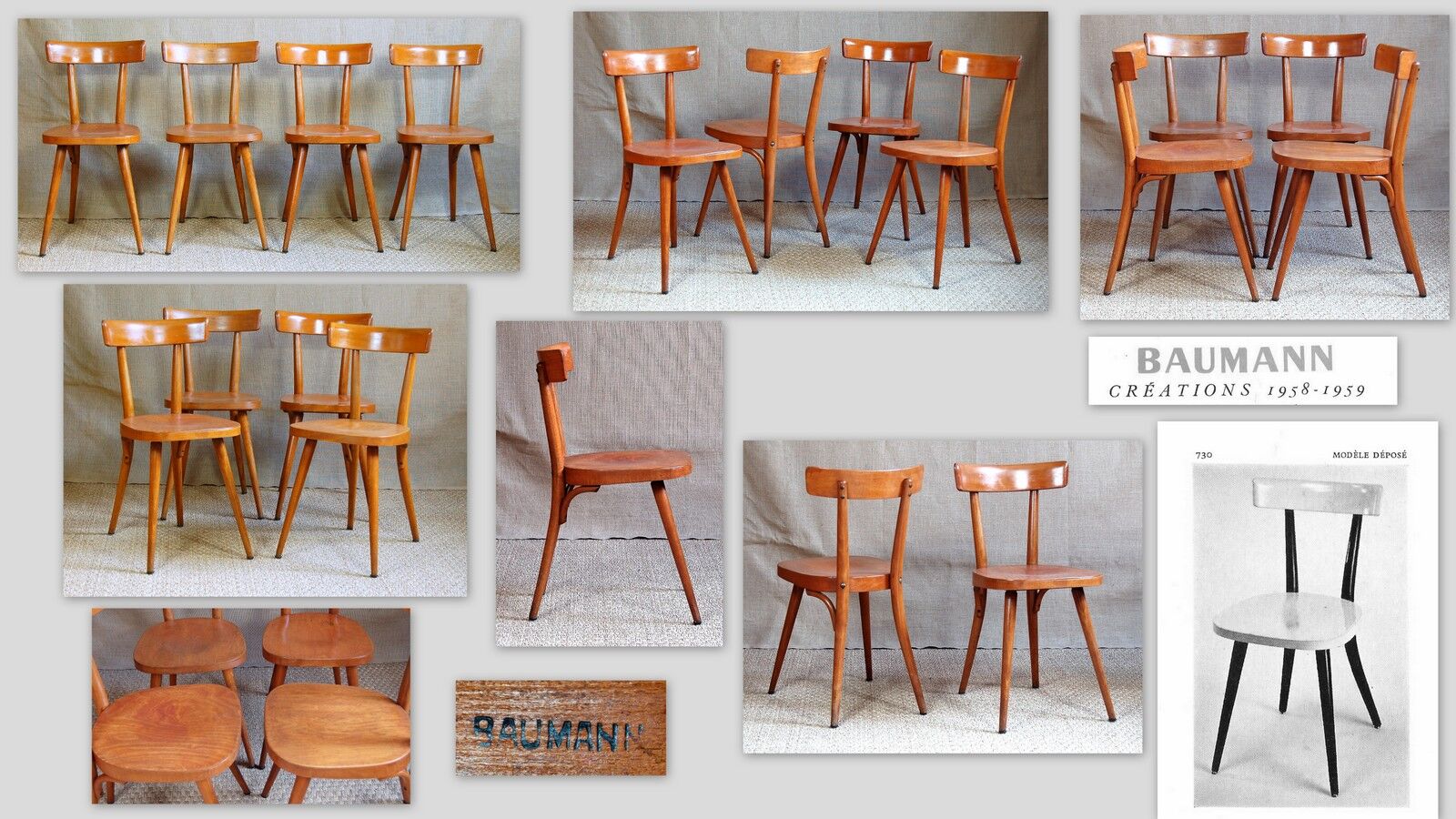 4 chairs bistro Baumann No.730 1958-1960