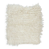 Tapis vintage fait main en poils longs, en mohair beige naturel.