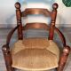 Oak and rush armchair, brutalist style, Charles Dudouyt, 1940s