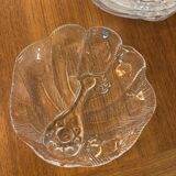 Assiette, Peakcock, verre de cristal, Lars Hellsten, Orrefors, Suède, 1970