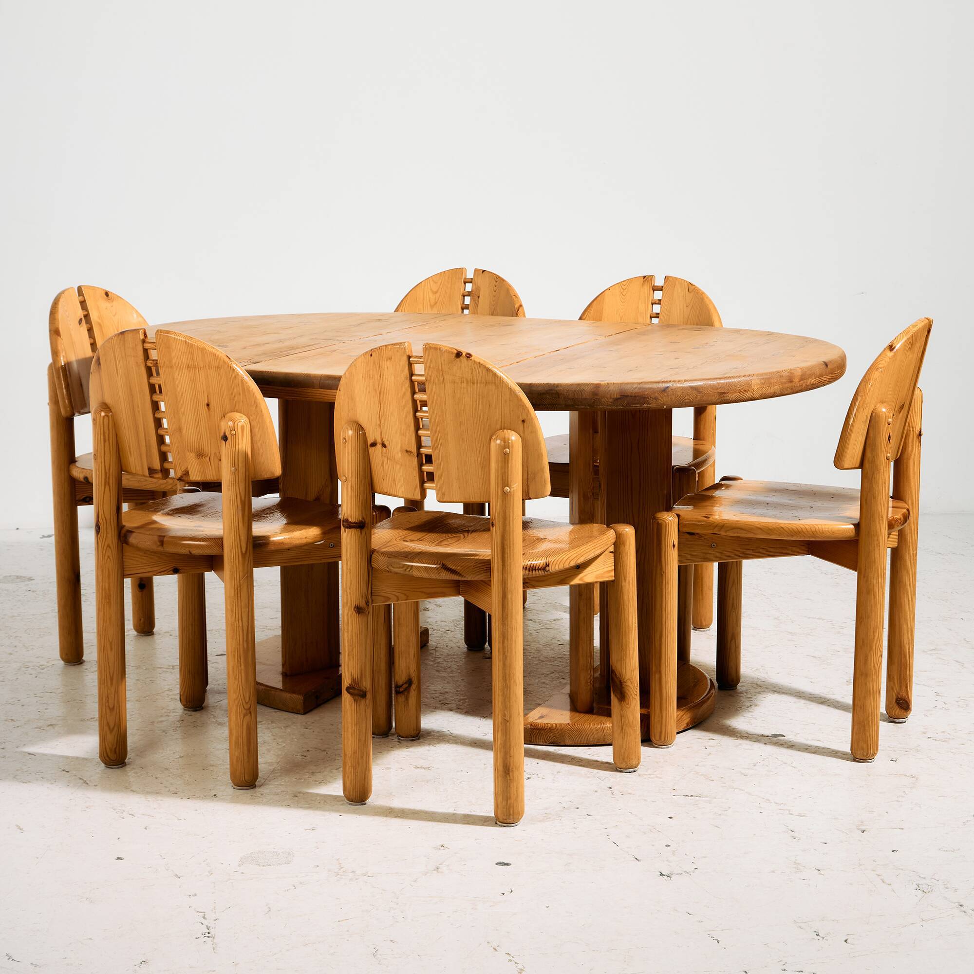 Pine dining set by Rainer Daumiller for Hirtshals Savvaerk, Set of 7