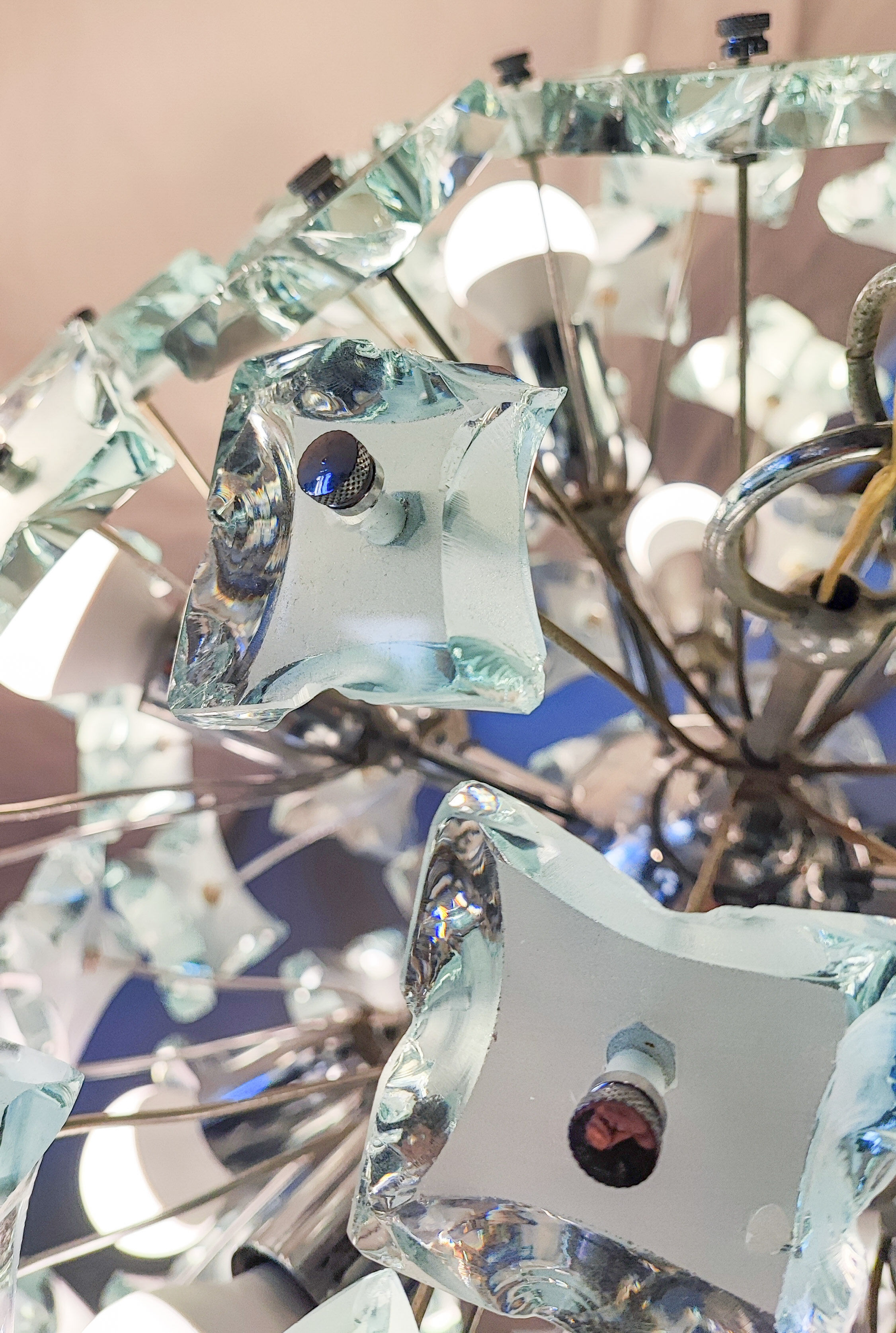 Sputnik chandelier cut glass 1960