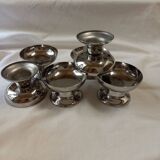 Set of 6 small Guy Degrenne stainless steel ice cream cups with 6 spoons