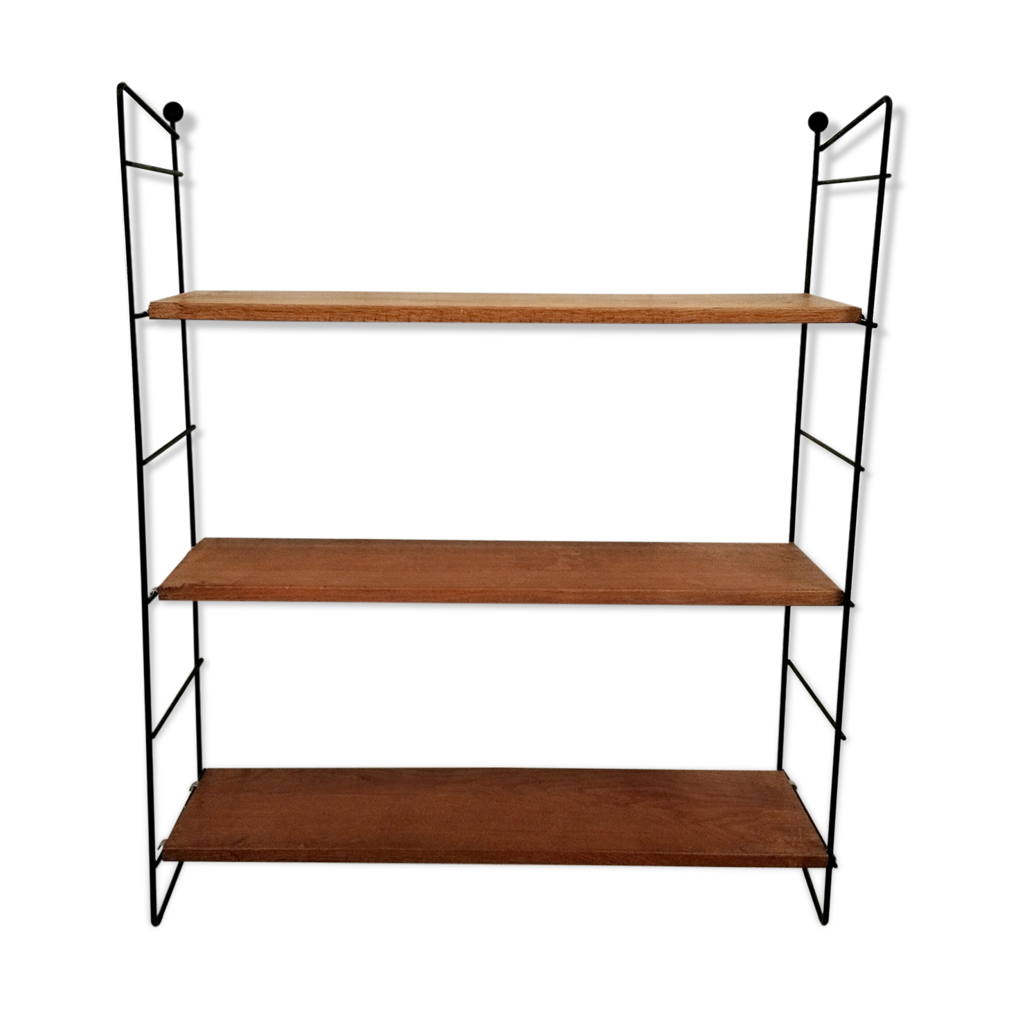 Wall shelf string wood and black metal