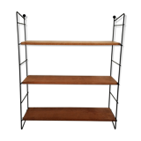 Wall shelf string wood and black metal