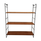 Wall shelf string wood and black metal