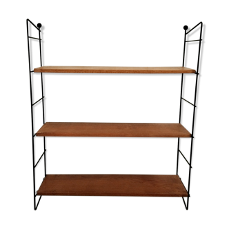 Wall shelf string wood and black metal