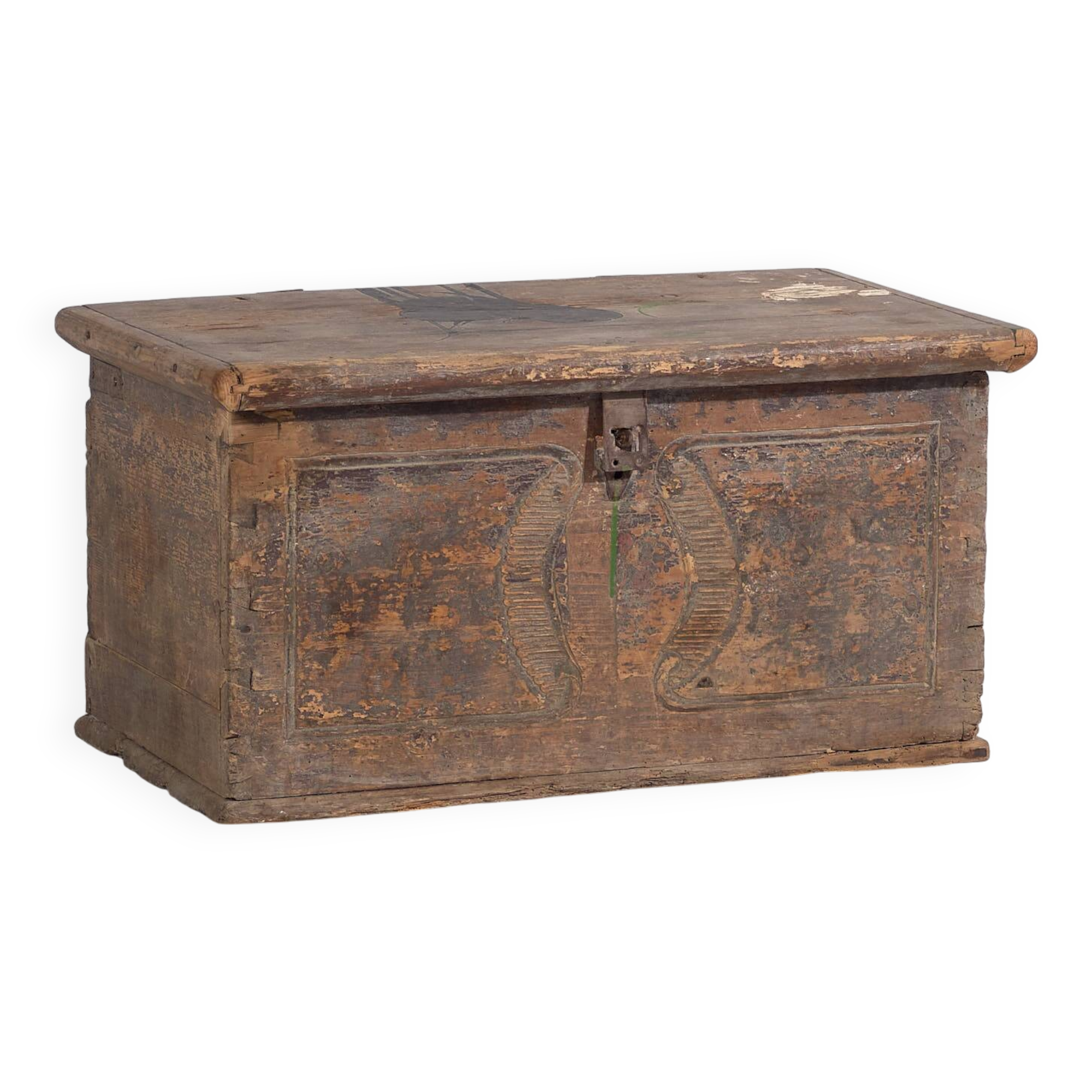 Ancien coffre en bois massif (Année 1830) #34