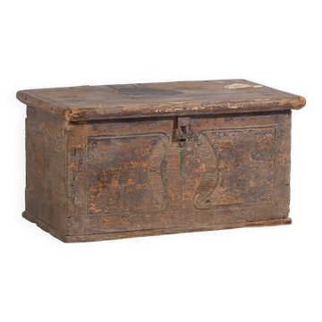 Ancien coffre en bois massif (Année 1830) #34