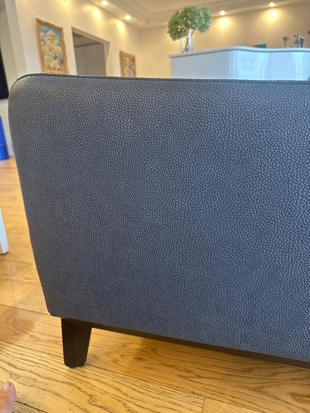 Roche Bobois blue leather sofa