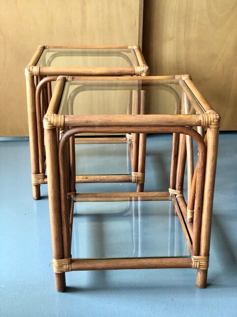 Bamboo and rattan bedside tables