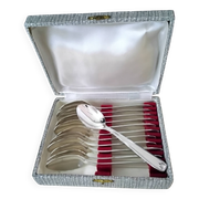 Set of 12 silver-plated coffee spoons in "shell" design.
