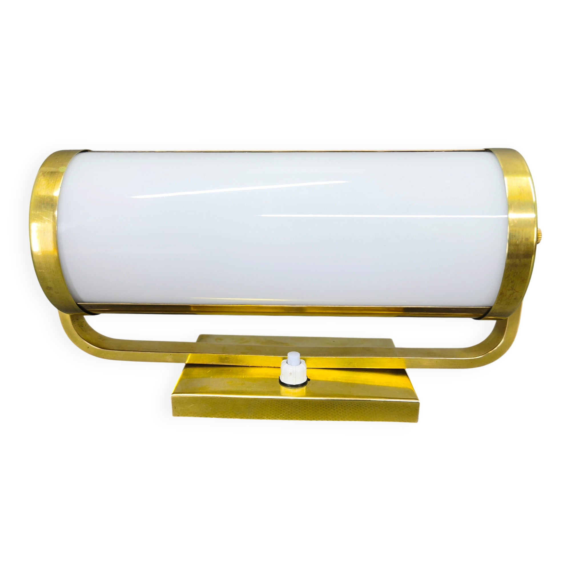 Bauhaus Brass Wall Lamp with Adjustable Glass Shade, 1930s