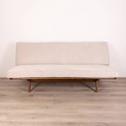 Canapé vintage des années 60 en bois de teck et tissu design danois