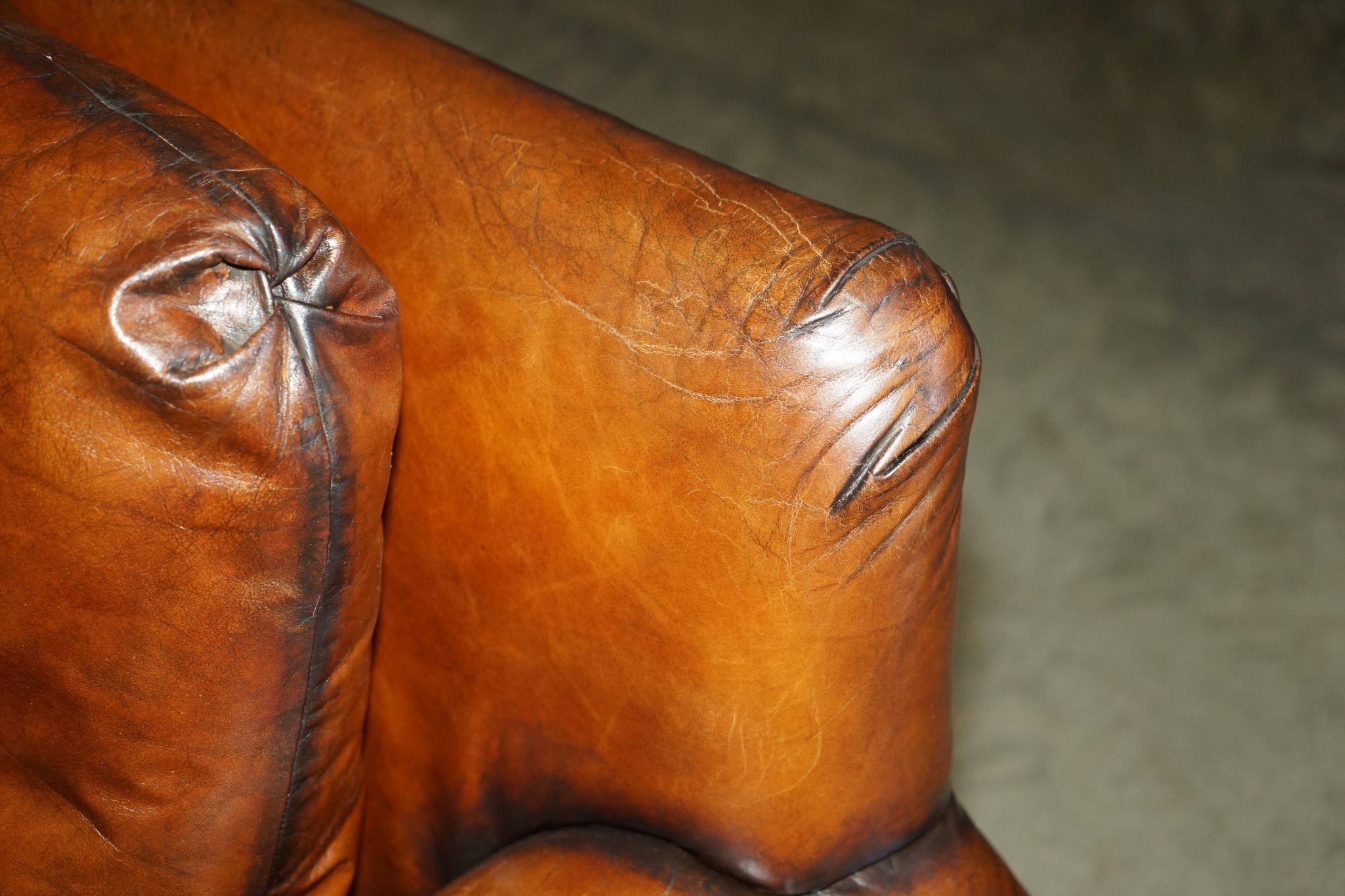Pair of Ralph Lauren Jamaica club sofas restored in leather.